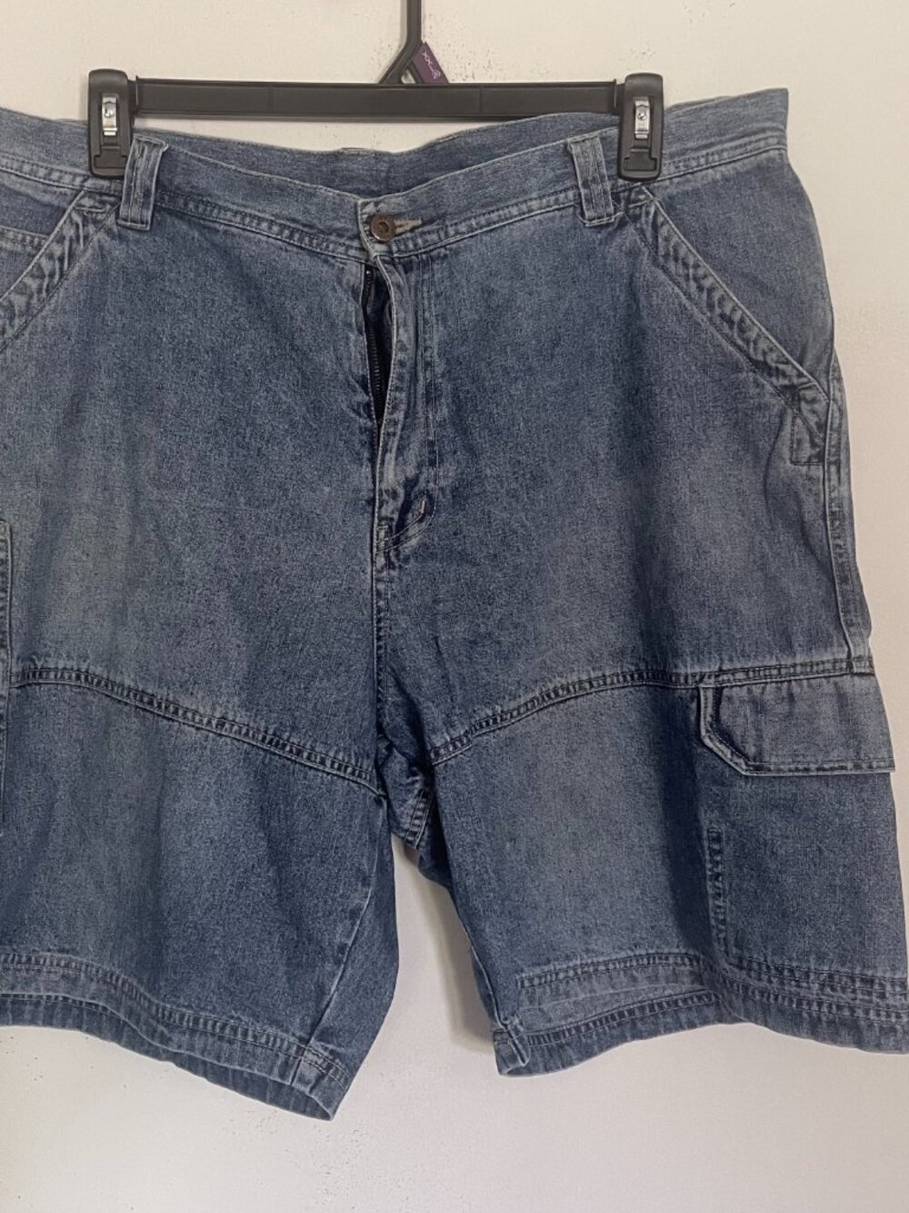 Vintage Lee Dungarees Mens 40 Light Wash Denim Cargo Shorts Blue X